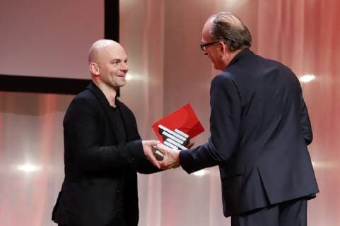 Thomas Stuber und Herbert Knaup bei der 8. Verleihung des Günter Rohrbach Filmpreises 2018 in der Neuen Gebläsehalle Neunkirchen. Neunkirchen, 02.11.2018