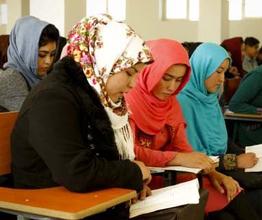 (181104) -- BAMIYAN, Nov. 4, 2018 -- University students attend a class at Bamiyan University in Bamiyan province, central Afghanistan, Nov. 4, 2018. Established around two decades ago, but shut down by the Taliban outfit in 1997, after the armed outfit overran Bamiyan province, Bamiyan University was reopened in 2003 and since then has been serving as the main higher educational center in the highland region of Afghanistan. TO GO WITH Feature: More girls enroll in university in Afghanistan s Bamiyan province, post-grad job situation remains tight )(psw) AFGHANISTAN-BAMIYAN-GIRLS-EDUCATION NoorxAzizi 