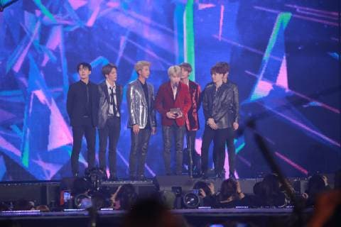 Members of South Korean boy band BTS, also known as the Bangtan Boys perform during the 2018 MBC Plus X Genie Music Awards (2018 MGA) in Seoul, South Korea, 6 November 2018. BTS wins Best Artist of the Year at 2018 MGA  20181106_30958