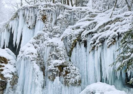 Eiszapfen, Schleierfaelle an der Ammer, Bayern Copyright: xMEVx ALLMV146019