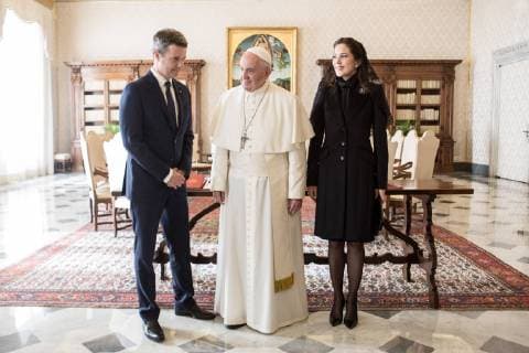 Entertainment Themen der Woche KW45 Entertainment Bilder des Tages NO FRANCE - NO SWITZERLAND: November 08, 2018 : Pope Francis meets Crown Princess Mary and Crown Prince Frederik Of Denmark in Vatican.  Copyright: xÂ©VATICANxPOOL CPPx xIPAx xCatholicxPressxPhotox