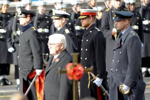 The National Service of Remembrance at the Cenotaph, London to remember those who have died from all conflicts since the First World War. The customary Two Minutes Silence is observed at 11.00 am. Following the Royal British Legion s Veterans March, 10,000 members of the public take part in A Nation s Thank You - The People s Procession. The procession past the Cenotaph is an opportunity for the public to give thanks to a generation who endured and sacrificed so much. NOVEMBER 11th 2018  TSTx184185