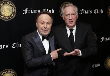 Billy Crystal and Alan Zweibel arrive on the red carpet when the Friar s Club Honors Billy Crystal with their Entertainment Icon Award at The Ziegfeld Ballroom on November 12, 2018 in New York City.  NYP20181112131 JOHNxANGELILLO