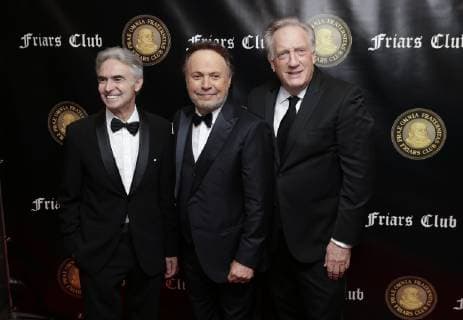 David Steinberg, Billy Crystal and Alan Zweibel arrive on the red carpet when the Friar s Club Honors Billy Crystal with their Entertainment Icon Award at The Ziegfeld Ballroom on November 12, 2018 in New York City.  NYP20181112127 JOHNxANGELILLO