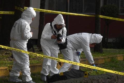 Mexiko-Stadt, Fund einer Mädchenleiche in einer Reisetasche November 13, 2018 - EUM20181113ACT08.JPG.CIUDAD DE MEXICO ViolenceViolencia-Feminicidio.- Elementos de Servicios Periciales de la Procuraduria General de Justicia (PGJ) acordonan una jardinera en la unidad habitacional Tlatelolco donde la manana de este martes 13 de noviembre de 2018 ocurrio el hallazgo de una maleta en cuyo interior se encontraba el cuerpo de una adolescente de 14 anos que tenia reporte de desaparecida. Foto: Agencia EL UNIVERSALArmando MartinezEVZ  - ZUMAu78_ 20181113_zaf_u78_007 Copyright: xElxUniversalx