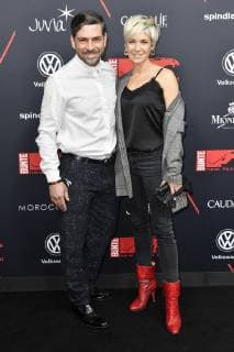 Kerstin Landsmann mit Begleitung bei der Verleihung der Bunte New Faces Award Style 2018 im Spindler & Klatt. Berlin, 15.11.2018