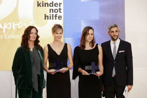 Natalia Wörner, Anna Tillack, Natalie Amiri und Michel Abdollahi bei der 20. Verleihung des Medienpreises Kinderrechte in der Einen Welt der Kindernothilfe im Schloss Bellevue. Berlin, 15.11.2018