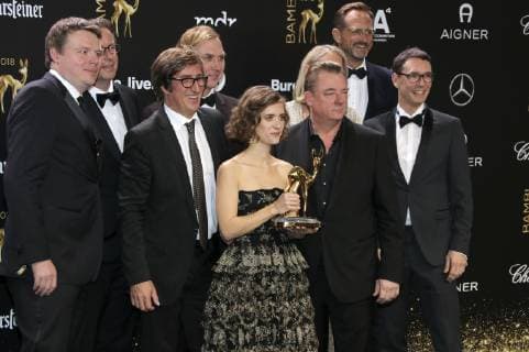 Lars Eidinger, Liv Lisa Fries und Peter Kurth mit ihren Filmteams bei der 70. Bambi-Verleihung 2018 im Stage Theater am Potsdamer Platz. Berlin, 16.11.2018