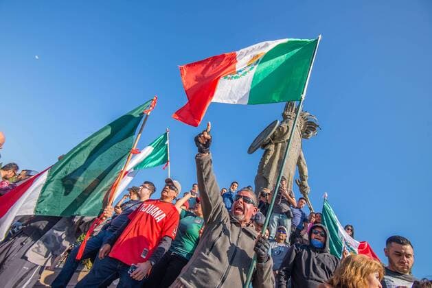 November 18, 2018 - In Tijuana, Mexico, demonstrators gathered at Glorieta Cuauhtemoc to protest the arrival of thousands of .asylum seekers from Central America, aka the MIgrant Caravan on November 18,2018. - ZUMAs157 20181118_znp_s157_001 Copyright: xVitoxDixStefanox