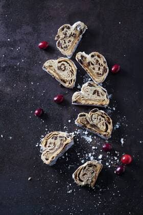 Sliced Christmas Stollen with icing sugar  CSF28495