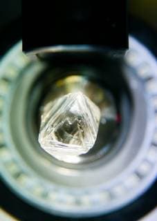 MOSCOW, RUSSIA â€“ NOVEMBER 26, 2018: Cutting a rough diamond at Diamonds Alrosa, a cutting and polishing division of Russia s diamond manufacturer Alrosa. Alexander Ryumin TASS  TS098C5B