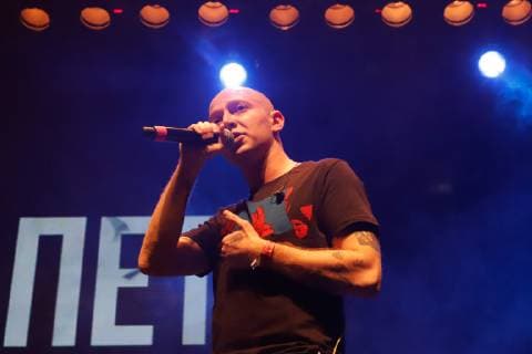 MOSCOW, RUSSIA - NOVEMBER 26, 2018: Singer and hip hop artist Oxxxymiron Miron Fyodorov performs in a charity concert titled I m Going to Sing My Song and held at Moscow s GlavClub Green Concert in support of Husky Dmitry Kuznetsov , a hip hop artist released after four days in jail for alleged hooliganism in Krasnodar. Sergei Petrov TASS  TS098D09