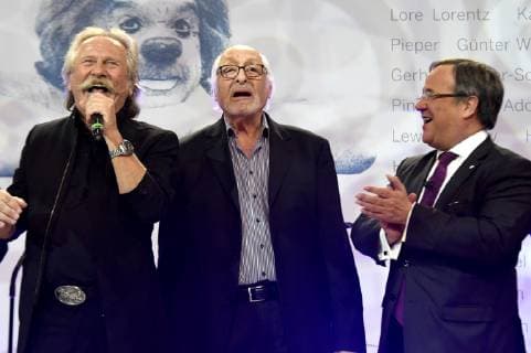 Henning Krautmacher, Karl Dall und Armin Laschet bei der Verleihung des Staatspreises NRW im Gürzenich. Köln, 27.11.2018