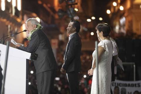 December 2, 2018 - EUM20181202NAC36.JPG .JALAPA, Ver. PresidencyPresidencia-AMLO.- 2 de diciembre de 2018. En su segundo dia de mandato, el presidente Andres Manuel Lopez Obrador visita la capital de Veracruz y ofrece un mensaje como parte del inicio de la Cuarta Transformacion. Lo acompana Cuitlahuac Garcia, gobernador del estado. Foto: Agencia EL UNIVERSALLuis CortesEELG  - ZUMAu78_ 20181202_zaf_u78_089 Copyright: xElxUniversalx