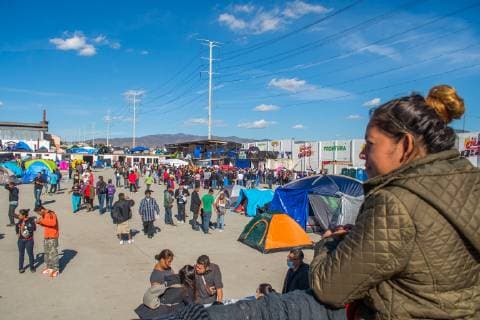 December 2, 2018 - Deaf sslyum seeker from the Migrant Caravan looks over the camp at El Barretal, the new makeshift shelter in Tijuana,Mexico on December 2, 2018. El Barretal, a dance hall event space and located a few miles from the border, has been designated as the shelter for the Central Americans. .The number of migrants is over 1,000 and rising at the camp. - ZUMAs157 20181202_znp_s157_013 Copyright: xVitoxDixStefanox