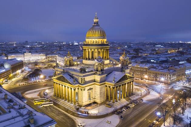 ST PETERSBURG, RUSSIA - DECEMBER 3, 2018: An aerial view of St Isaac s Cathedral. Anton Vaganov TASS  TS09997F