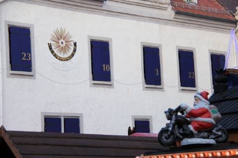 A giant advent calendar is seen on the town hall of Meissen, Germany, on December 2, 2018. (CTKxPhoto MartinxWeiser) CTKPhotoP201812020193301 