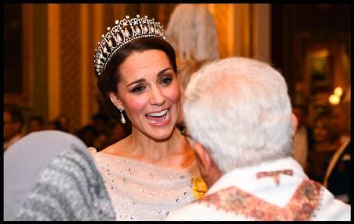 . 04 12 2018. London, United Kingdom. Diplomatic Reception. The Duchess of Cambridge talks to guests at an evening reception for members of the Diplomatic Corps at Buckingham Palace in London.  xi-Imagesx xPoolx IIM-18966-0008
