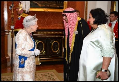 . 04 12 2018. London, United Kingdom. Diplomatic Reception. Queen Elizabeth II greets the ambassador of Kuwait at an evening reception for members of the Diplomatic Corps at Buckingham Palace in London.  xi-Imagesx xPoolx IIM-18966-0023