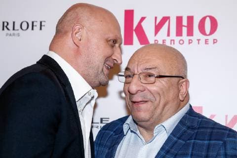 MOSCOW, RUSSIA - DECEMBER 5, 2018: Actors Gosha Kutsenko (L) and Mikhail Bogdasarov ahead of a ceremony to present the Event of the Year 2018 prize held by the Cinema Reporter magazine at Illusion Cinema. Cinema Reporter is a new magazine that was established by the editorial staff of the Russian version of The Hollywood Reporter magazine. Artyom Geodakyan TASS  TS099F34