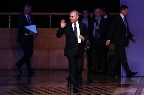 MOSCOW, RUSSIA â€“ DECEMBER 7, 2018: Russia s President Vladimir Putin at a ceremony to present the 2018 Russian Geographical Society Prize, at the State Kremlin Palace. Anton Novoderezhkin TASS  TS09A4DA