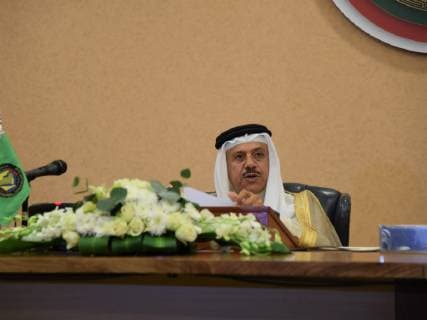 (181209) -- RIYADH, Dec. 9, 2018 -- Secretary General of the Gulf Cooperation Council (GCC) Abdul Latif bin Rashid Al Zayani speaks at a press conference in Riyadh, Saudi Arabia, on Dec. 9, 2018. Saudi Arabian Foreign Minister Adel al-Jubeir asserted on Sunday that the action against Qatar aims to change its policy, Al Arabiya TV reported. Al-Jubeir told a press conference after the end of the 39th Summit of the Gulf Cooperation Council (GCC) in Riyadh. ) SAUDI ARABIA-RIYADH-GCC SUMMIT-PRESS CONFERENCE TuxYifan 