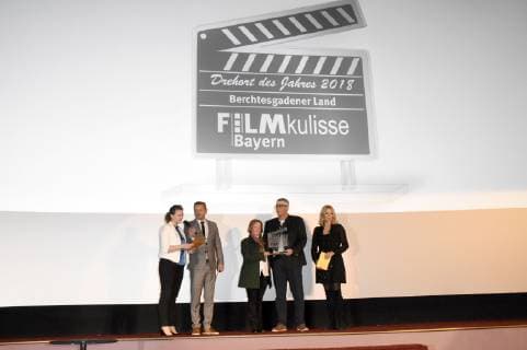 Judith Gerlach, Tom Meiler, Karin Mergner, Peter Nagel und Veronica Ferres bei der Preiserleihung Drehort des Jahres 2018 im Gloria Palast. München, 13.12.2018