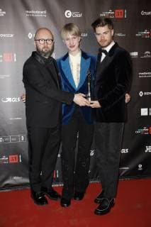 Angelo Tijssens, Victor Polster und Lukas Dhont bei der Verleihung des 31. Europäischen Filmpreises 2018 im Teatro de la Maestranza. Sevilla, 15.12.2018