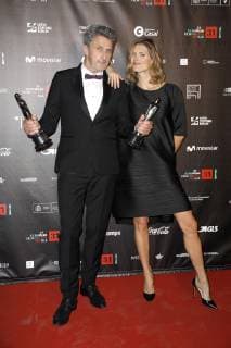 Pawel Pawlikowski, Gewinner bester Regisseur, bester Film und bestes Drehbuch mit Ehefrau Malgosia Bela Pawlikowska, bei der Verleihung des 31. Europäischen Filmpreises 2018 im Teatro de la Maestranza. Sevilla, 15.12.2018