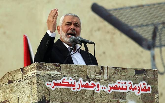 Hamas leader Ismail Haniyeh, Talking to supporters during during a rally marking the 31st anniversary of the Islamic Resistance Movement Hamas, in Gaza city, December 16, 2018.  GAZ2018121612 IsmaelxMohamad