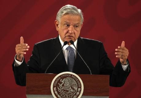 The president of Mexico, Andres Manuel Lopez Obrador, offers a press conference at the Treasury room of the National Palace, in Mexico City, Mexico, 18 December 2018. Obrador said today that he will speak with the rectors of the universities before the critics by the cut in the centers of education superior that contemplates the project of budget for 2019. Lopez Obrador will seek rectors to deal with cuts to universities !ACHTUNG: NUR REDAKTIONELLE NUTZUNG!  Copyright: xMarioxGuzmanx AME534 20181218-636807471393339147