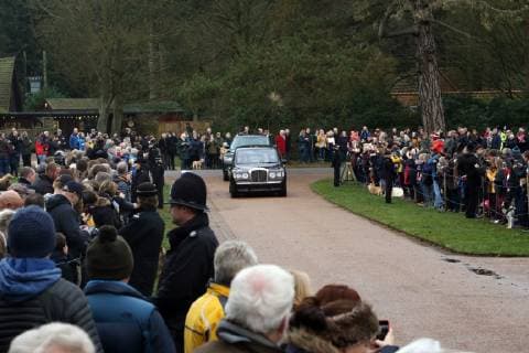 Huge crowds turned out to see HM Queen Elizabeth II as she attends the St. Mary Magdalene Church Sunday morning service, in Sandringham, Norfolk, on December 30, 2018. 