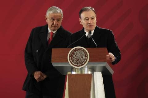 Mexiko, Andres Manuel Lopez Obrador Pressekonferenz January 3, 2019 - EUM20190103NAC06.JPG.CIUDAD DE MEXICO, Presidency Presidencia-AMLO.- 3 de enero del 2019. El presidente Andres Manuel Lopez Obrador y Alfonso Durazo, secretario de Seguridad Publica, durante conferencia matutina e Palacio Nacional. Foto: Agencia EL UNIVERSAL MAR. Foto: Agencia EL UNIVERSAL MAR.  - ZUMAu78_ 20190103_zaf_u78_006 Copyright: xIrvinxOlivaresx