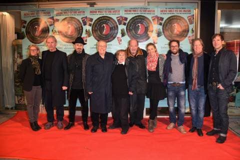 Mit Produktions Team Christian Bruhn Ralph Siegel Toni Netzle DJ Hell, Maria Reich Regie, Constantin Ried Markus Goetzfried Produktion Muenchen 07.01.19 City Kino Dokumentation Premiere: Meine Welt ist die Musik ,von Komponist Christian Bruhn Bruhn