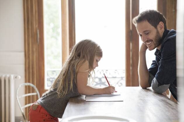 Father helping daughter practice writing  Copyright: SigridxOlsson B34090022