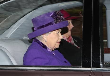 HM Queen Elizabeth II attends the St. Mary Magdalene Church Sunday morning service, in Sandringham, Norfolk, on January 13, 2019. 