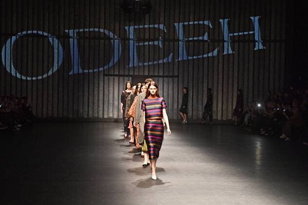 Models bei der Odeeh Fashion Show im Rahmen der MBFW auf der Berlin Fashion Week Autumn Winter 2019 im Haus der Berliner Festspiele. Berlin, 14.01.2019
