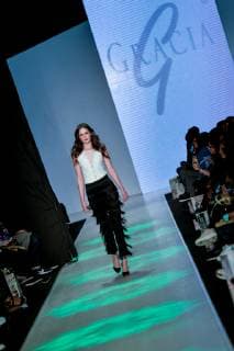 (190116) -- GUADALAJARA, Jan. 16, 2019 -- A model presents a creation of Gracia during the Intermoda 2019 Fashion Show in Guadalajara, Mexico, on Jan. 15, 2019. ) MEXICO-GUADALAJARA-INTERMODA FASHION SHOW-GRACIA XinxYuewei 