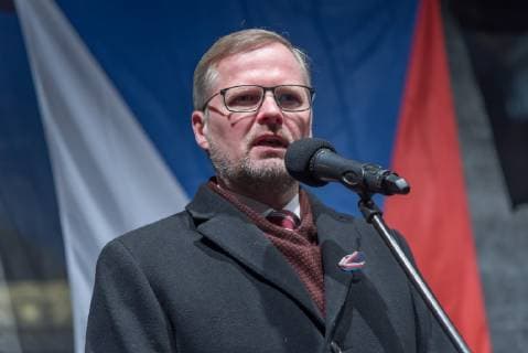 Civic Democratic Party Chairman Petr Fiala holds a speech at a commemorative meeting organised by the Million Moments for Democracy initiative and Mene Tekel international project against totalitarianism for Jan Palach at Wenceslas Square in Prague, Czech Republic, on January 16, 2019. Palach, a student of the Charles University s Faculty of Arts, set himself on fire in Prague on January 16, 1969 in protest against people s growing lethargy following the August 21, 1968 Soviet-led invasion of Czechoslovakia. He died of fatal burns three days later, aged 20. (CTKxPhoto TomasxTkacik) CTKPhotoF201901161552901 
