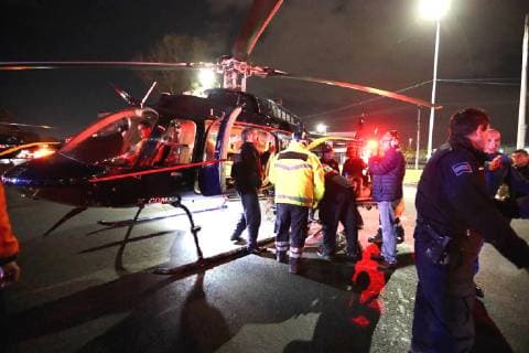 January 18, 2019 - EUM20190118NAC48.JPG .TEPOTZOTLÃN, Mex. ExplosionExplosion-Ducto.- 18 de enero del 2019. Los heridos de la explosion de un ducto de hidrocarburo en Tlahuelilpan son transportados en helicopteros Condor desde Hidalgo al municipio mexiquense de Tepotzotlan, para luego ser llevados a hospitales de la Ciudad de Mexico. Foto: Agencia EL UNIVERSALValente RosasEELG Copyright: xElxUniversalx