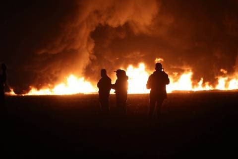January 19, 2019 - EUM20190119NAC03.JPG .TLAHUELILPAN, Hgo. ExplosionExplosion-Ducto.- Aspectos del incendio provocado por una fuga de combustible de San Primitivo en el municipio de Tlahuelilpan, Hidalgo. Hasta el momento se reportan 21 fallecidos y 71 heridos. Foto: Agencia EL UNIVERSALValente RosasEELG Copyright: xElxUniversalx