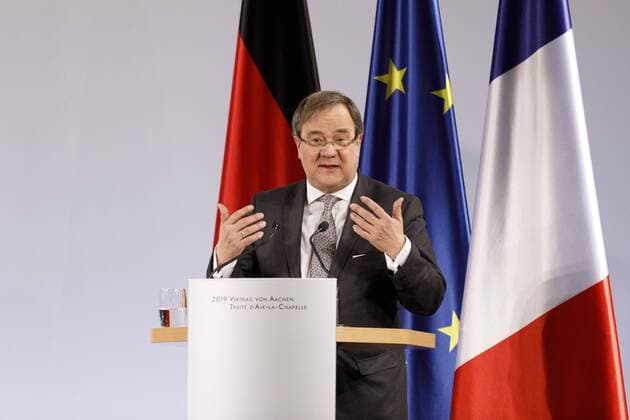 Armin Laschet bei der Erneuerung des deutsch-französischen Freundschaftsvertrages im Rathaus. Aachen, 22.01.2019