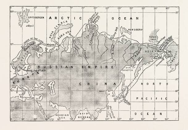 The North-East Passage Map of the Route Taken by the Nordenskjold Expedition, Engraving 1879  Copyright: LC120315__0059_2