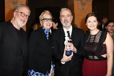 Martin Moszkowicz, Doris Dörrie, Roland Emmerich und Judith Gerlach bei der Verleihung des 40. Bayerischen Filmpreises 2018 im Prinzregententheater. München, 25.01.2019