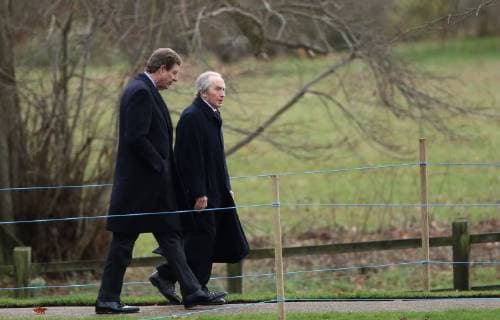 Sir Jackie Stewart (right) joined HM Queen Elizabeth II as she attended the St. Mary Magdalene Church Sunday morning service, in Sandringham, Norfolk, on January 27, 2019. 