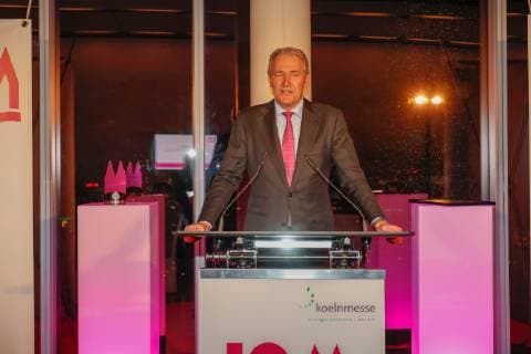 Gerd Boese (Vors. GF Koelnmesse) bei Verleihung ISM Award in Skytower an der Koelnmesse.