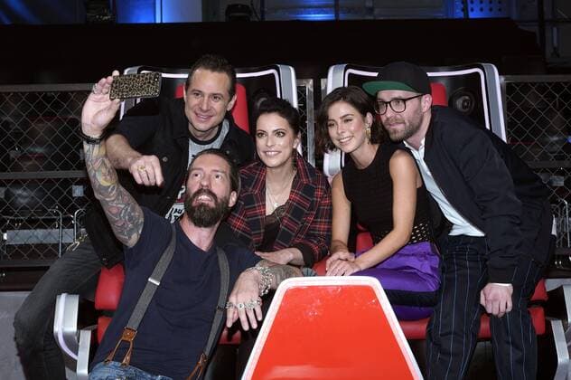 Alec Völkel, Sascha Vollmer, Stefanie Kloß, Lena Meyer-Landrut und Mark Forster beim Photocall zur TV-Show The Voice Kids im Studio H Berlin-Adlershof. Berlin, 28.01.2019 *** Alec Völkel Sascha Vollmer Stefanie Kloß Lena Meyer Landrut and Mark Forster at the Photocall for the TV Show The Voice Kids at Studio H Berlin Adlershof Berlin 28 01 2019 Foto:xT.xBartillax xFuturexImage
