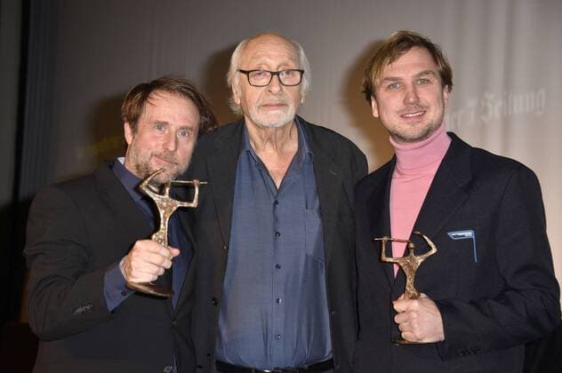 Bjarne Mädel, Karl Dall und Lars Eidinger bei der 61. Verleihung vom Ernst-Lubitsch-Preis 2019 im Kino Babylon. Berlin, 30.01.2019