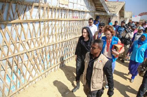 February 5, 2019 - Cox S Bazar, Bangladesh - Hollywood actress Angelina Jolie returns after visiting a school at Kutupalong refugee camp in Cox s Bazar, Bangladesh, Tuesday, Feb. 5, 2019. - Hollywood superstar Angelina Jolie visited a Rohingya refugee camp in Bangladesh on February 5 ahead of a new UN appeal for nearly one billion dollars to look after the refugee influx. Cox s Bazar Bangladesh  - ZUMAn230 20190205_zaa_n230_146 Copyright: xSonyxRamanyx