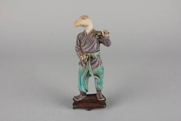 Zodiac Figure: Rat, Qing dynasty (1644 1911), China, Porcelain, in the biscuit and with turquoise and aubergine glazes, H. 6 in. (15.2 cm), Ceramics  Copyright: Artokoloro AM170720_009170